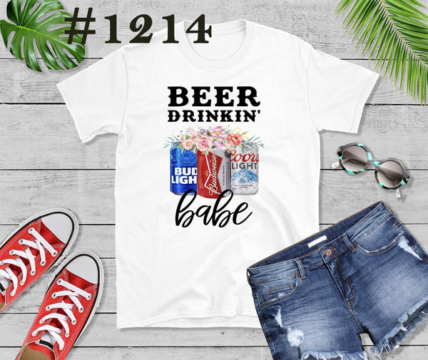 #1214 Beer Drinkin’ Babe Graphic T-shirt