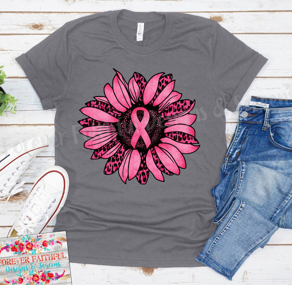 Breast Cancer Awareness Leopard/Sunflower Screenprint RTS