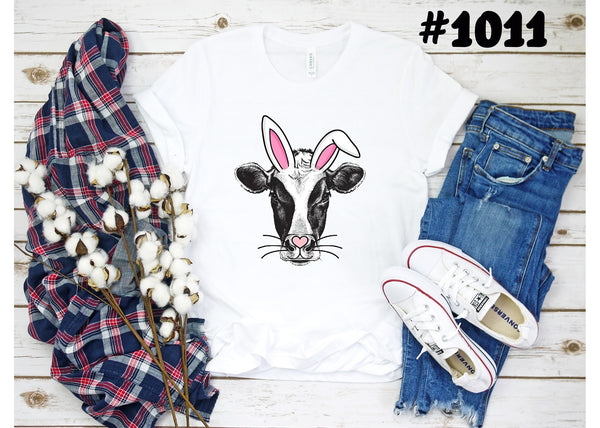 #1011 Bunny Cow Sublimation Graphic T-Shirt