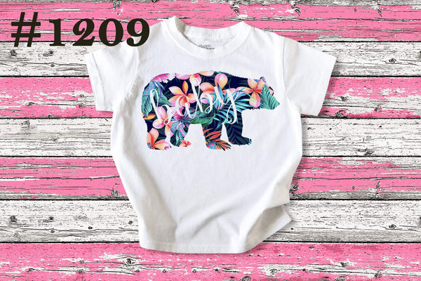#1209 Baby Bear Floral Graphic T-shirt