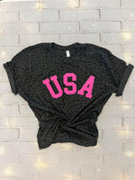 USA Pink on Leopard Tee