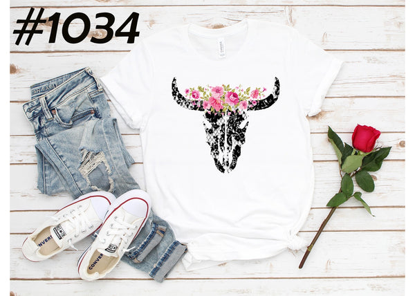 #1034 Floral Cow Skull